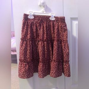 Shein Floral Red Skirt M